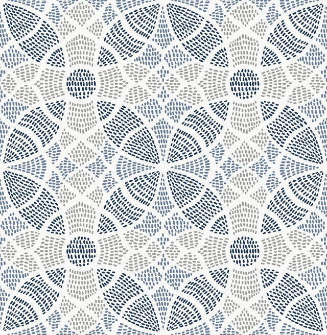 A-Street Prints Zazen Blue Geometric Wallpaper