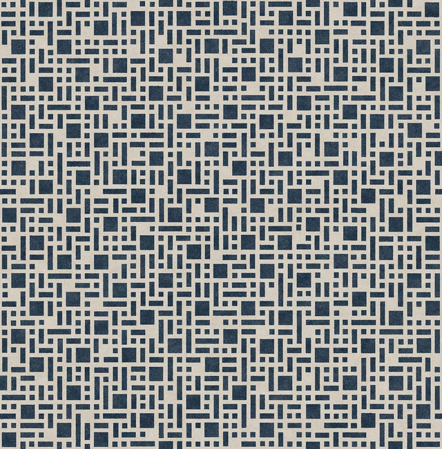 A-Street Prints Bento Indigo Geometric Wallpaper