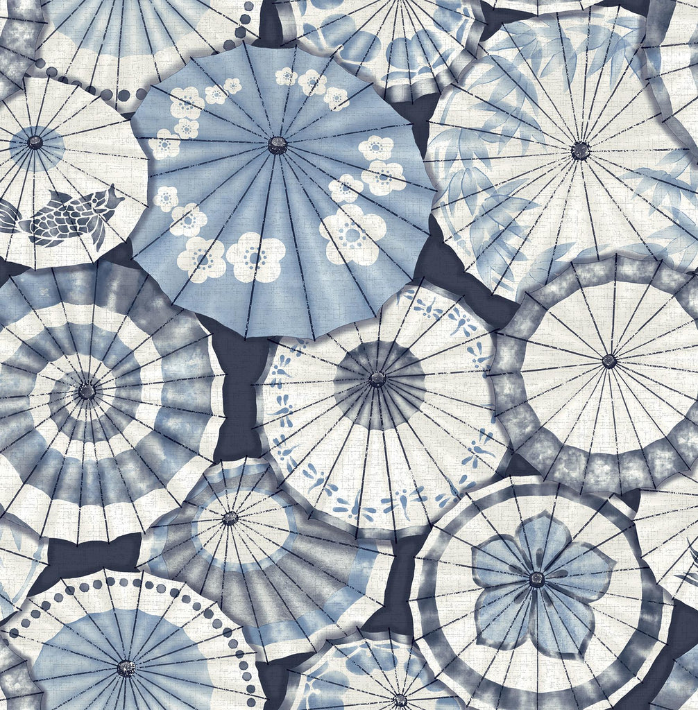 A-Street Prints Mikado Blue Parasol Wallpaper