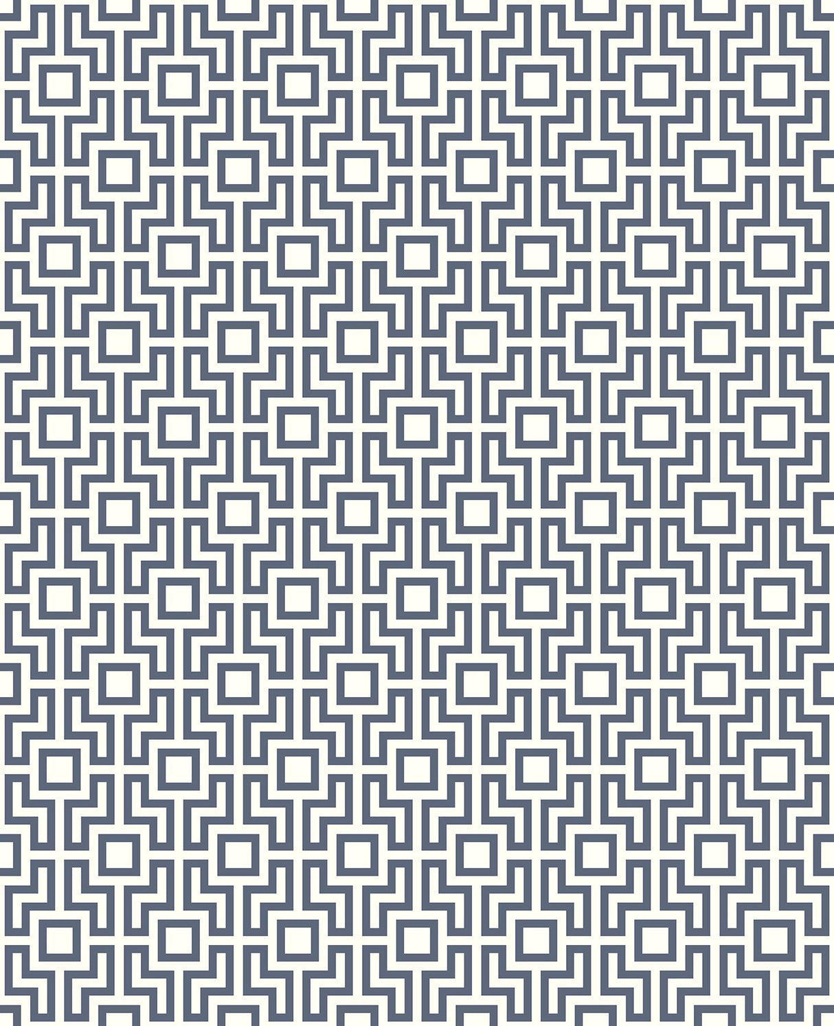 A-Street Prints Boxwood Geometric Blue Wallpaper