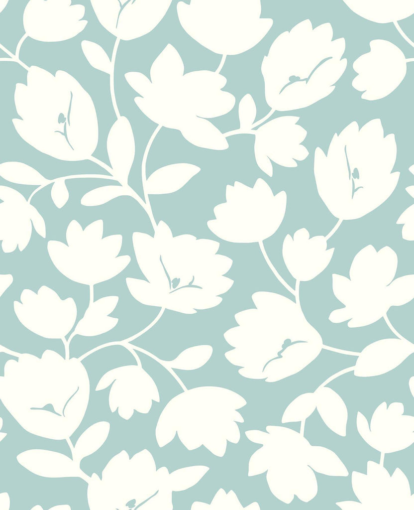 A-Street Prints Astrid Turquoise Floral Wallpaper