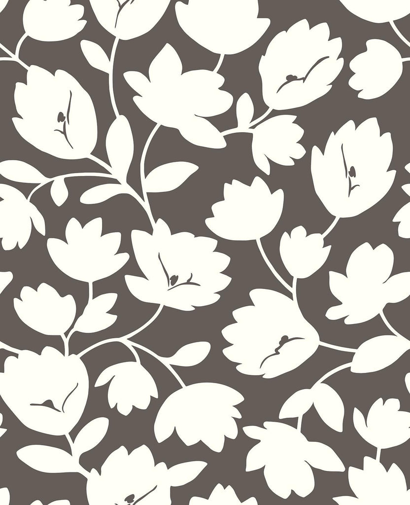 A-Street Prints Astrid Chocolate Floral Wallpaper