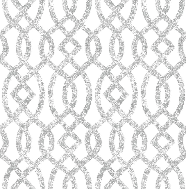 A-Street Prints Ethereal Silver Trellis Wallpaper