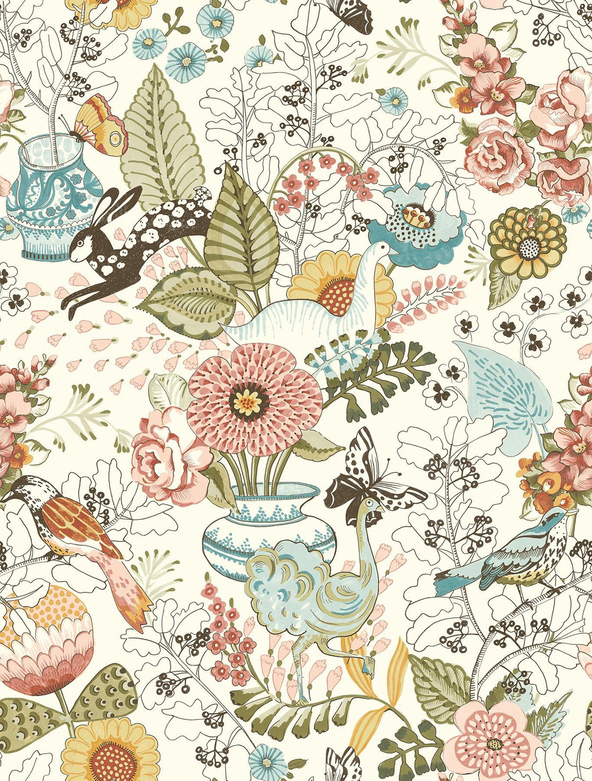 A-Street Prints Whimsy Pink Fauna Wallpaper