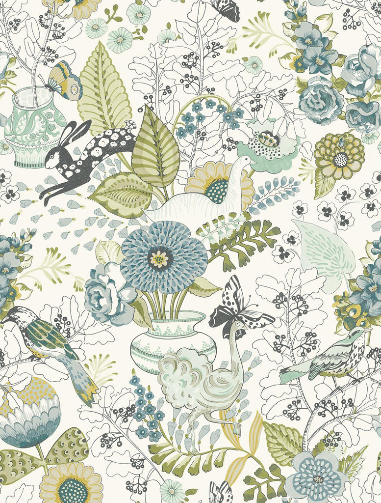 A-Street Prints Whimsy Fauna Green Wallpaper