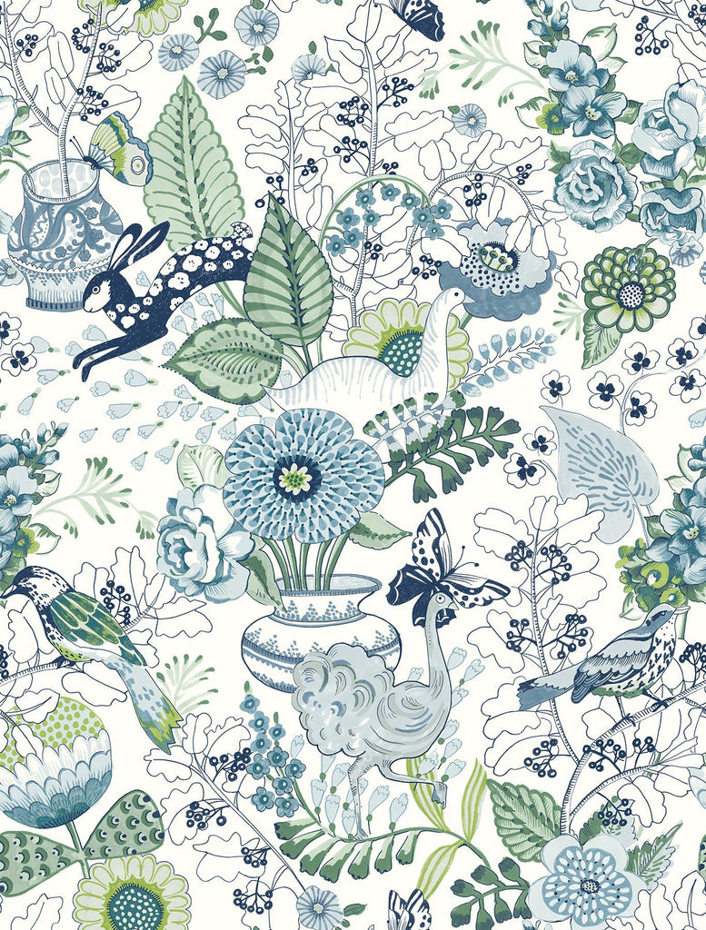 A-Street Prints Whimsy Blue Fauna Wallpaper