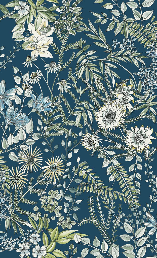A-Street Prints Full Bloom Navy Floral Wallpaper