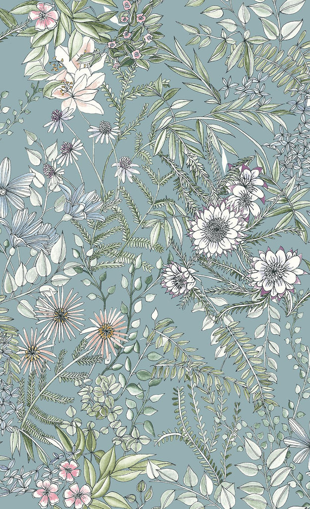 A-Street Prints Full Bloom Floral Blue Wallpaper
