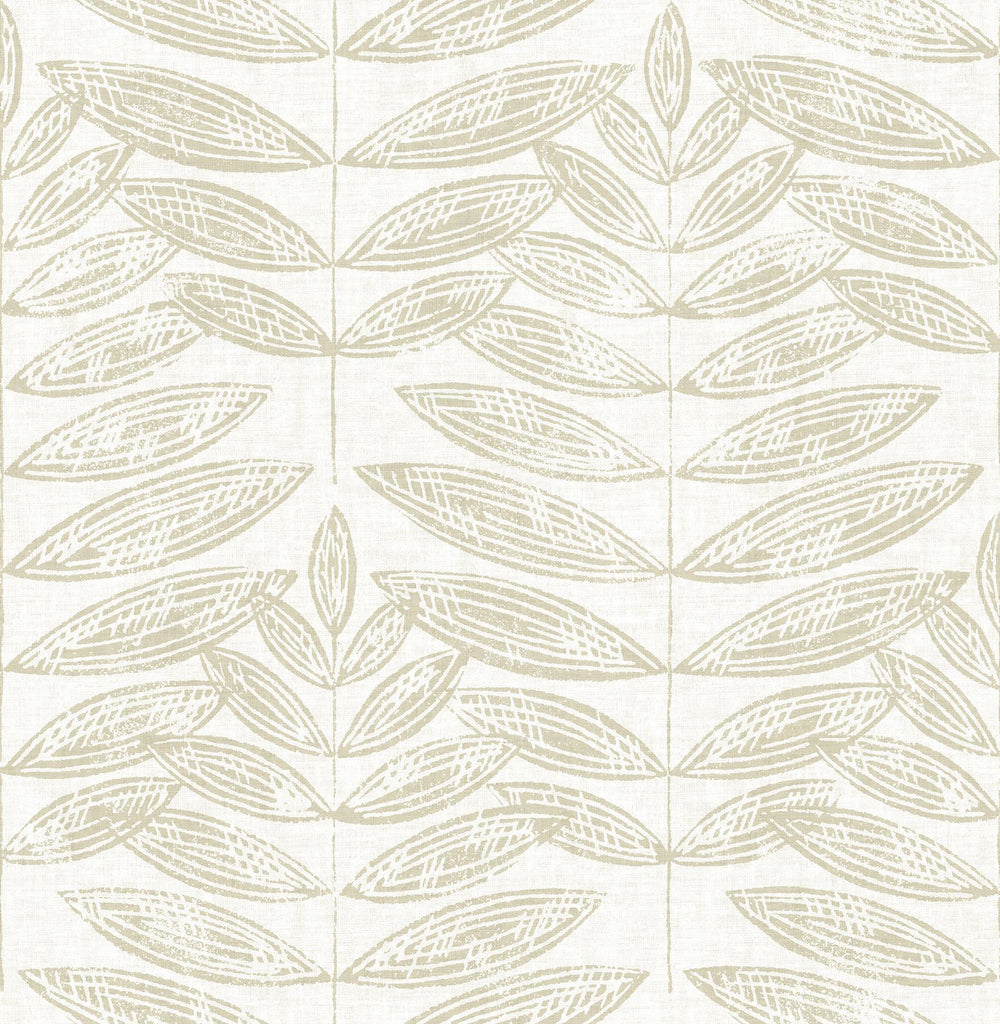 A-Street Prints Akira Beige Leaf Wallpaper