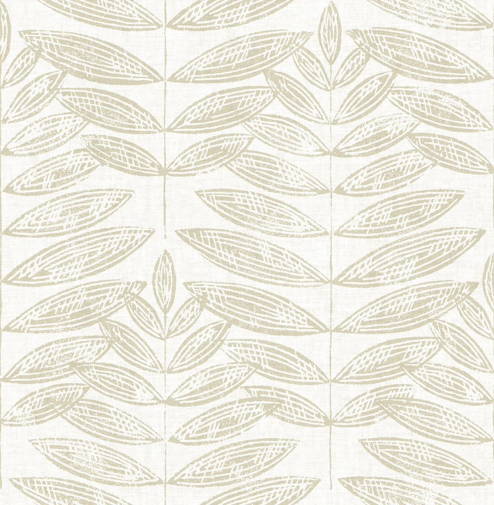 A-Street Prints Akira Leaf Beige Wallpaper