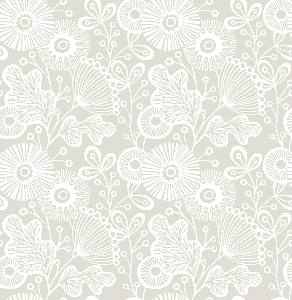 A-Street Prints Ana Floral Taupe Wallpaper