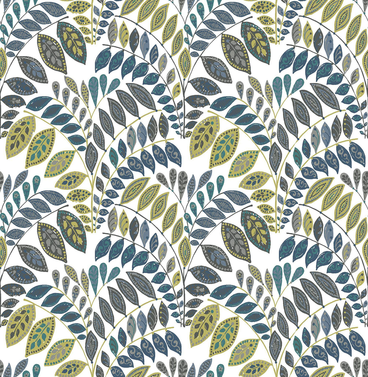 A-Street Prints Fiddlehead Green Botanical Wallpaper