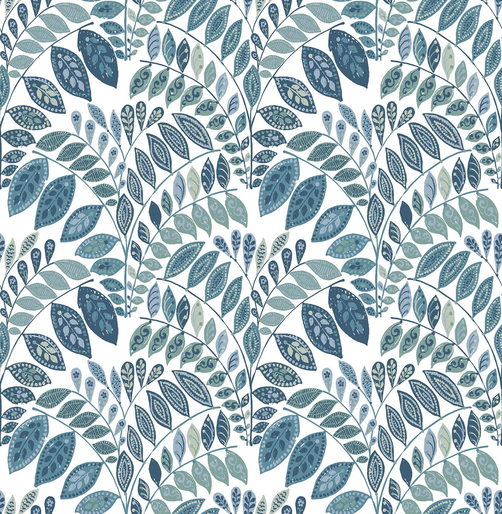 A-Street Prints Fiddlehead Botanical Blue Wallpaper