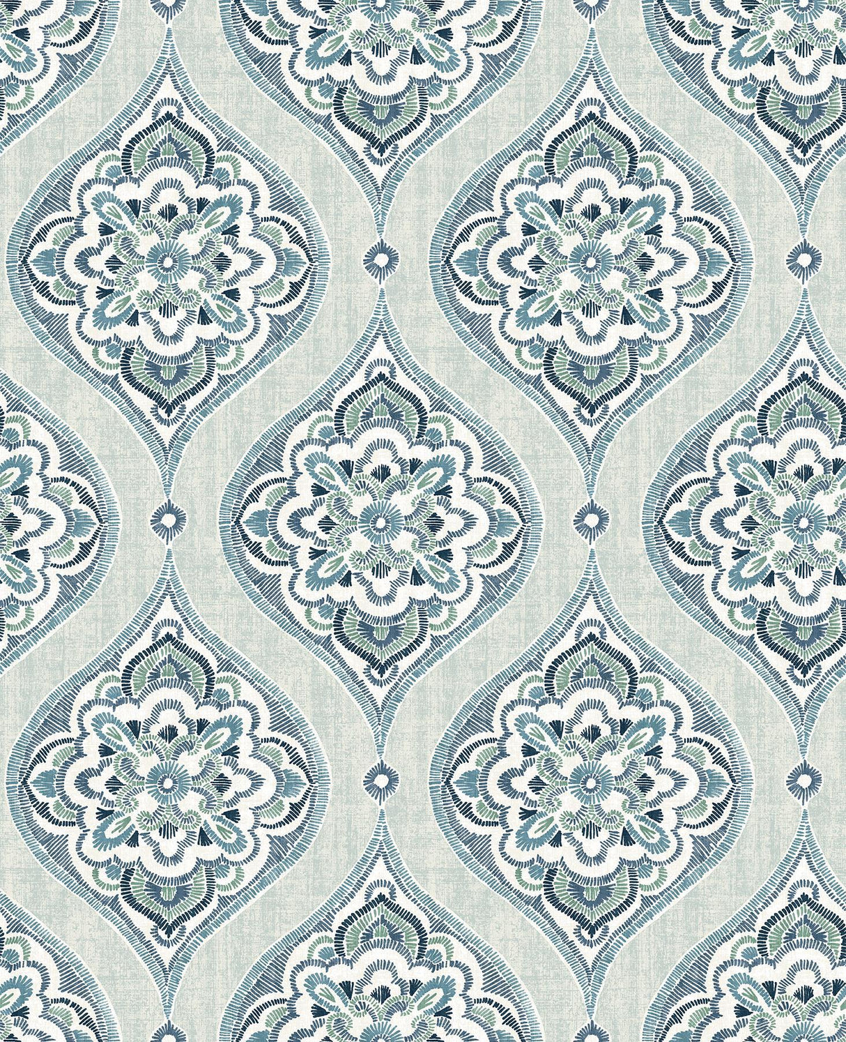 A-Street Prints Adele Aqua Damask Wallpaper