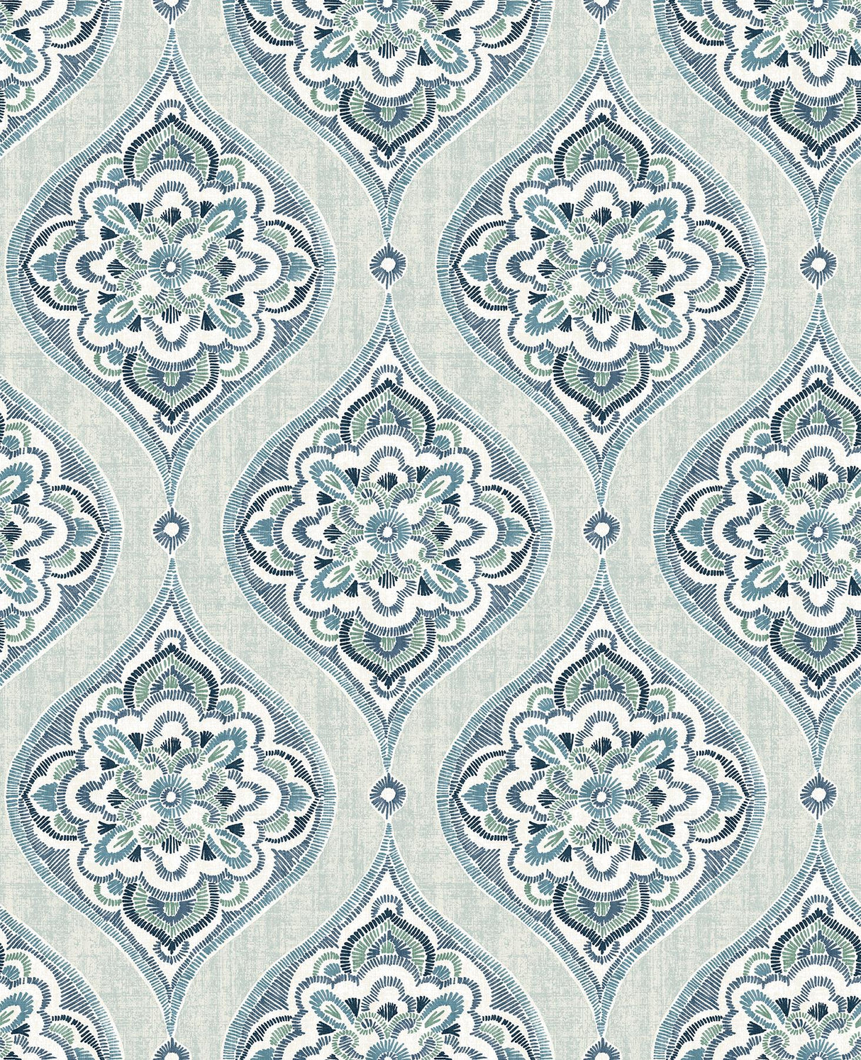 A-Street Prints Adele Damask Aqua Wallpaper