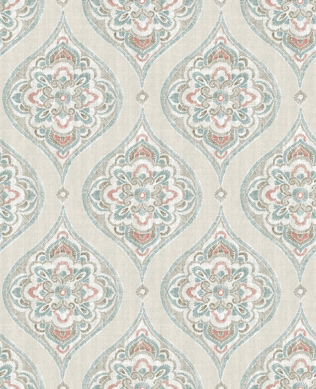 A-Street Prints Adele Teal Damask Wallpaper