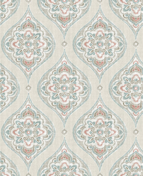 A-Street Prints Adele Teal Damask Wallpaper
