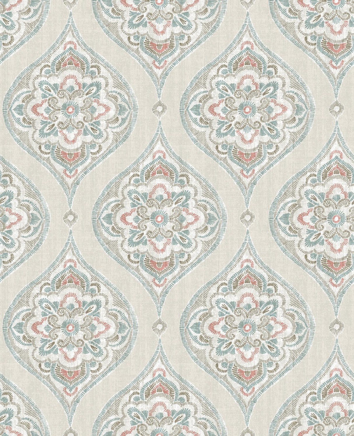 A-Street Prints Adele Damask Teal Wallpaper