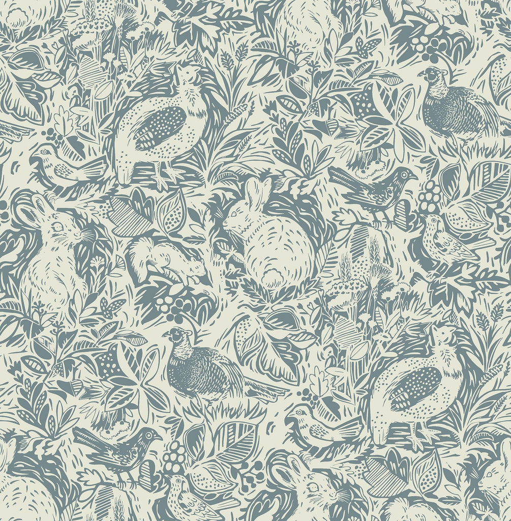 A-Street Prints Revival Fauna Blue Wallpaper