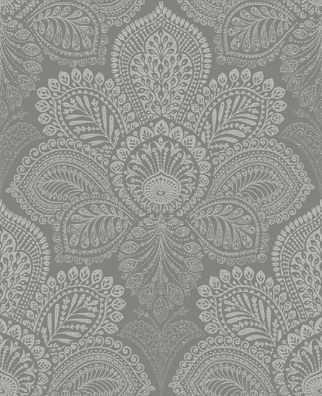 A-Street Prints Triumph Grey Medallion Wallpaper