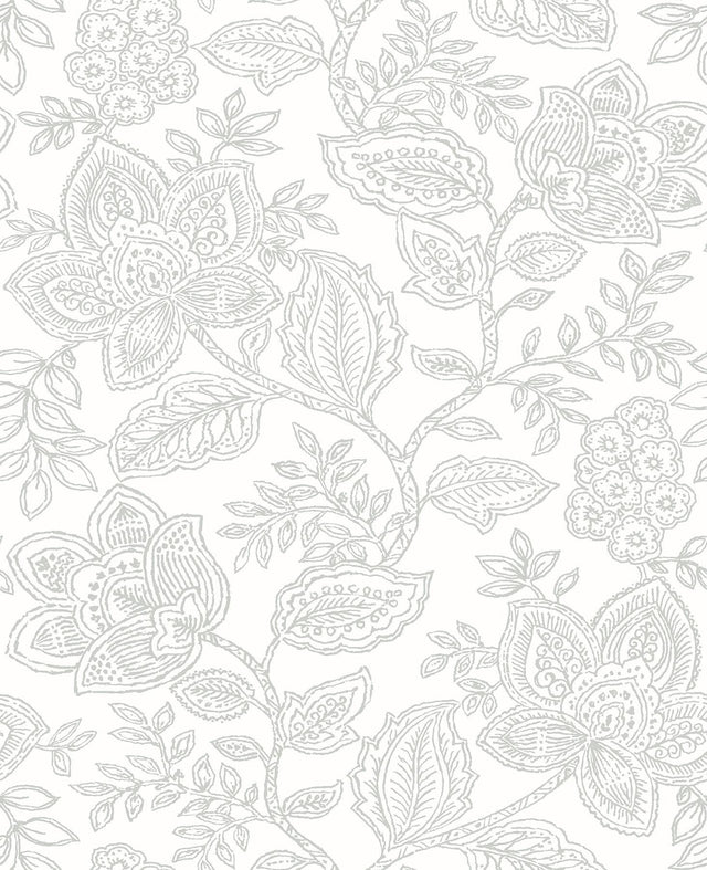 A-Street Prints Larkin Grey Floral Wallpaper