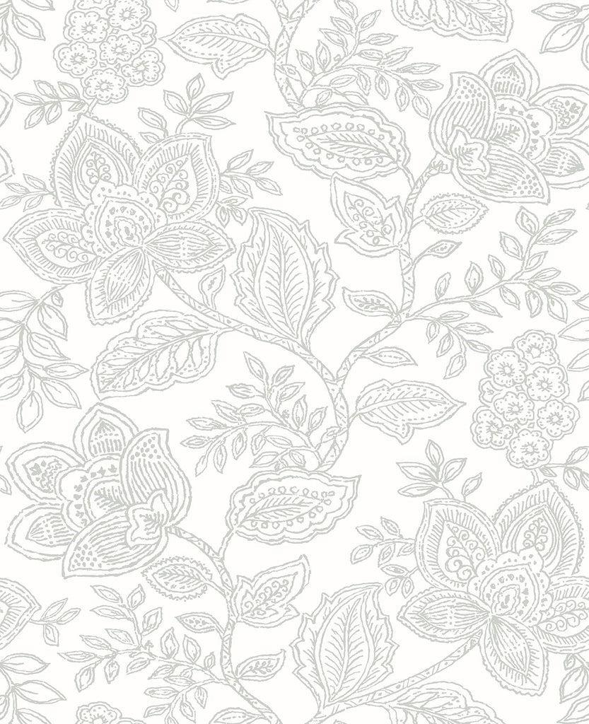 A-Street Prints Larkin Floral Grey Wallpaper