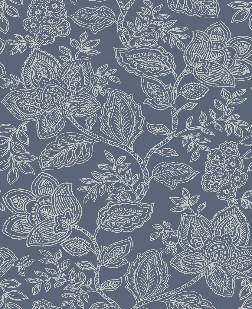A-Street Prints Larkin Floral Blue Wallpaper