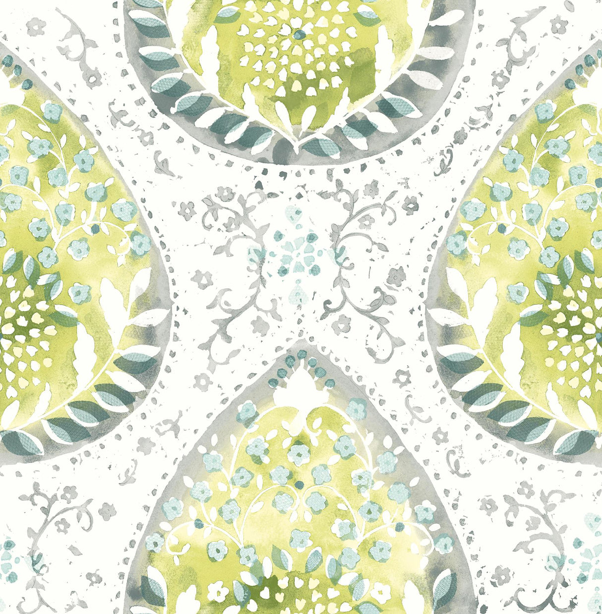 A-Street Prints Alistair Medallion Green Wallpaper