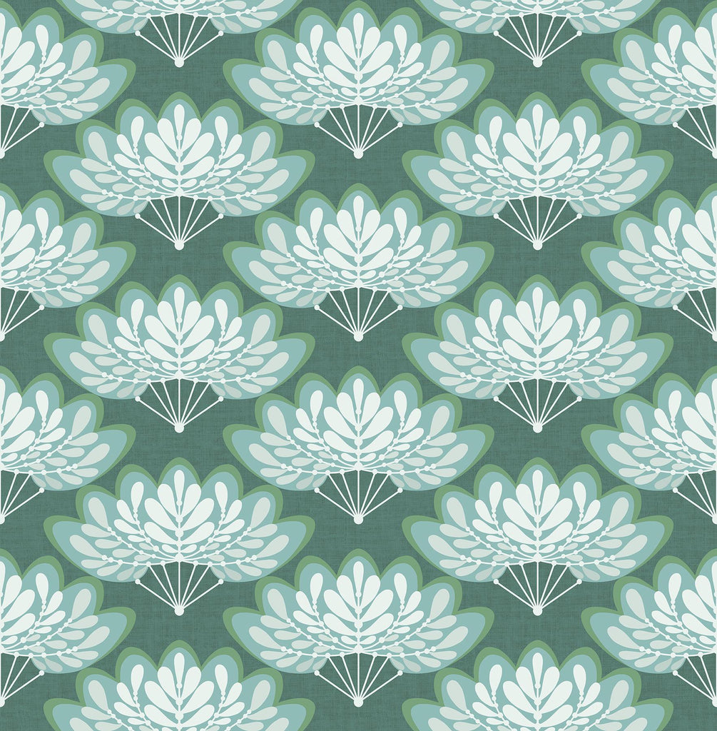 A-Street Prints Lotus Floral Fans Grey Wallpaper