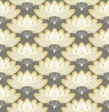 A-Street Prints Lotus Mustard Floral Fans Wallpaper