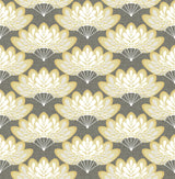A-Street Prints Lotus Floral Fans Mustard Wallpaper