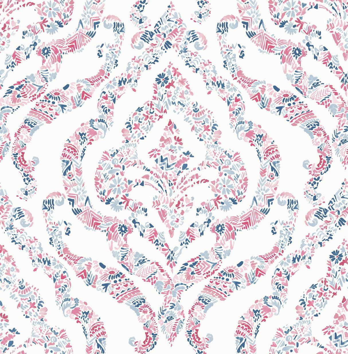 A-Street Prints Featherton Coral Floral Damask Wallpaper