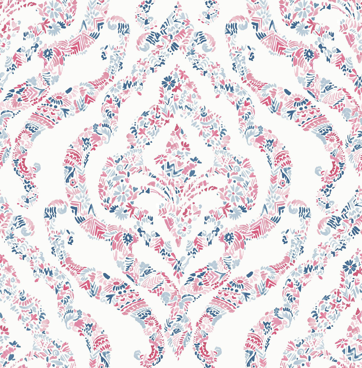 A-Street Prints Featherton Floral Damask Coral Wallpaper