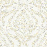 A-Street Prints Featherton Mustard Floral Damask Wallpaper