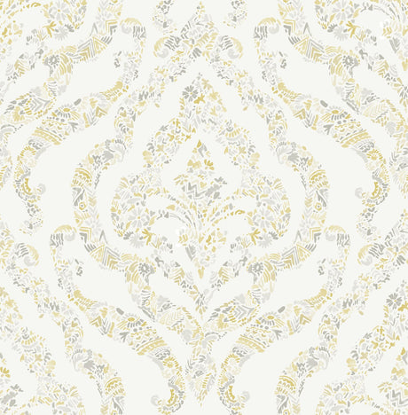 A-Street Prints Featherton Floral Damask Mustard Wallpaper