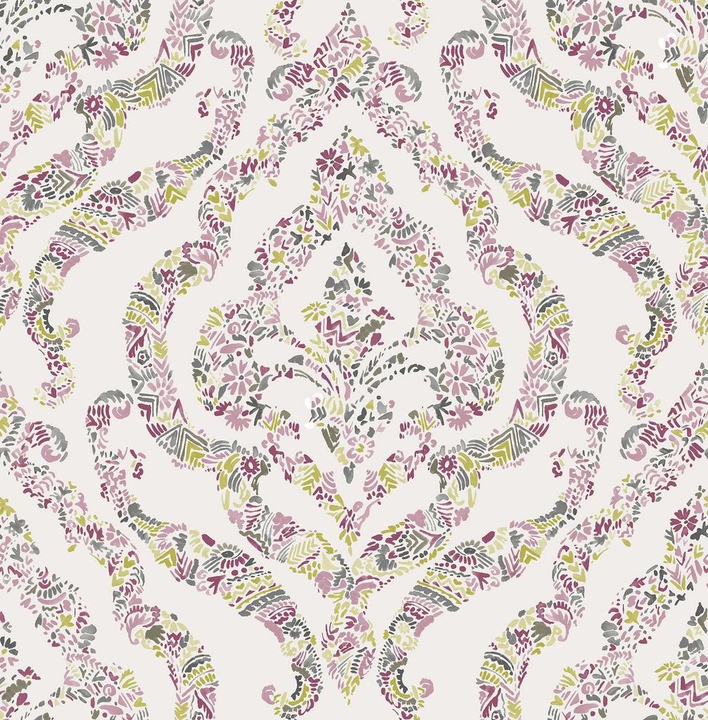 A-Street Prints Featherton Floral Damask Pink Wallpaper