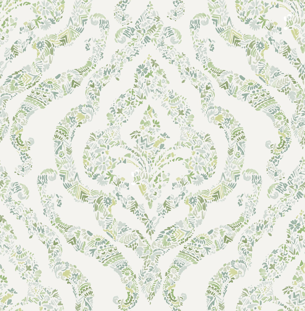 A-Street Prints Featherton Light Green Floral Damask Wallpaper