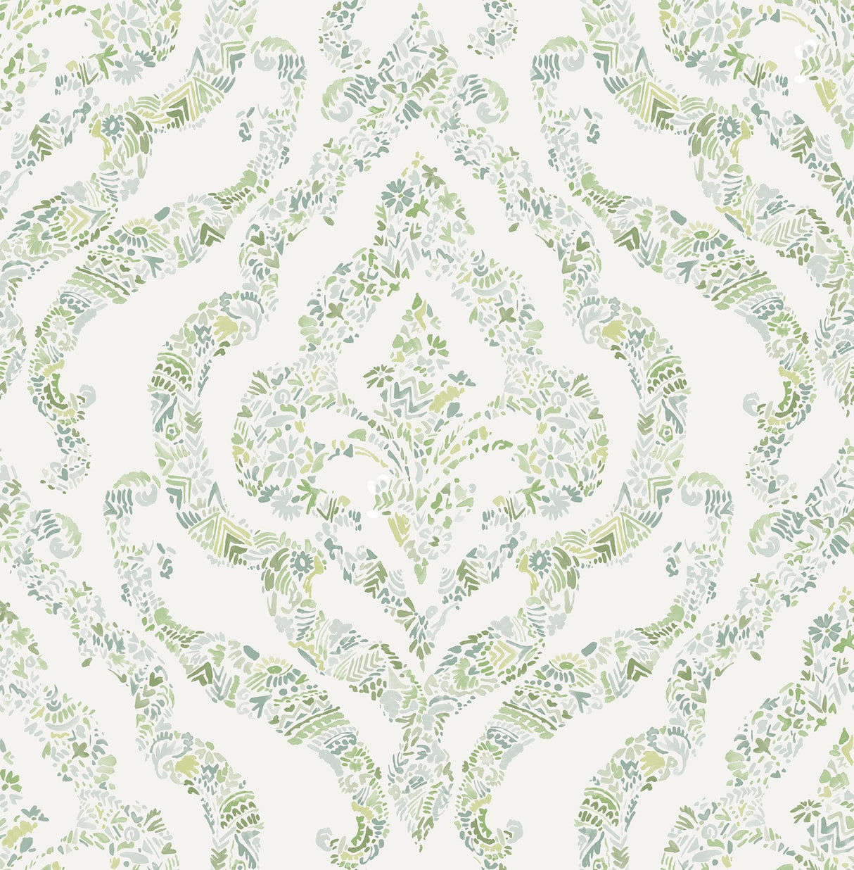 A-Street Prints Featherton Floral Damask Light Green Wallpaper