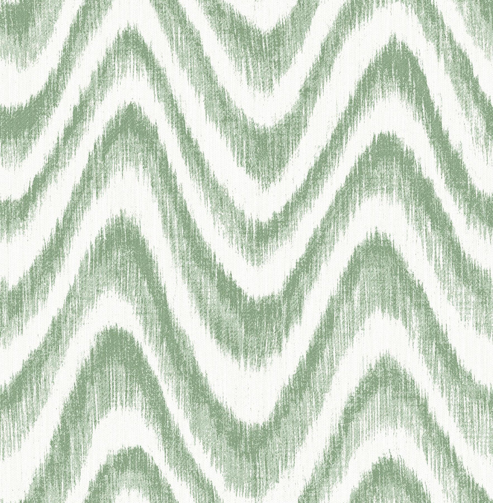 A-Street Prints Bargello Green Faux Grasscloth Wave Wallpaper