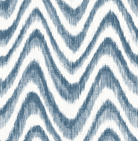 A-Street Prints Bargello Blue Faux Grasscloth Wave Wallpaper