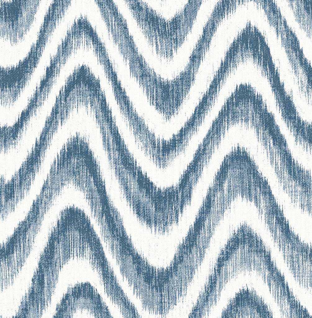 A-Street Prints Bargello Blue Faux Grasscloth Wave Wallpaper