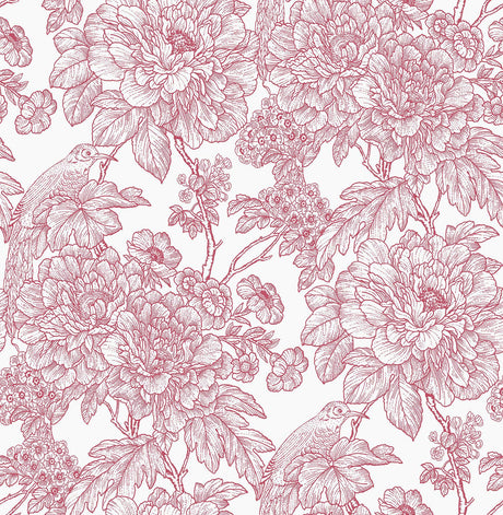 A-Street Prints Birds of Paraside Breeze Red Floral Wallpaper