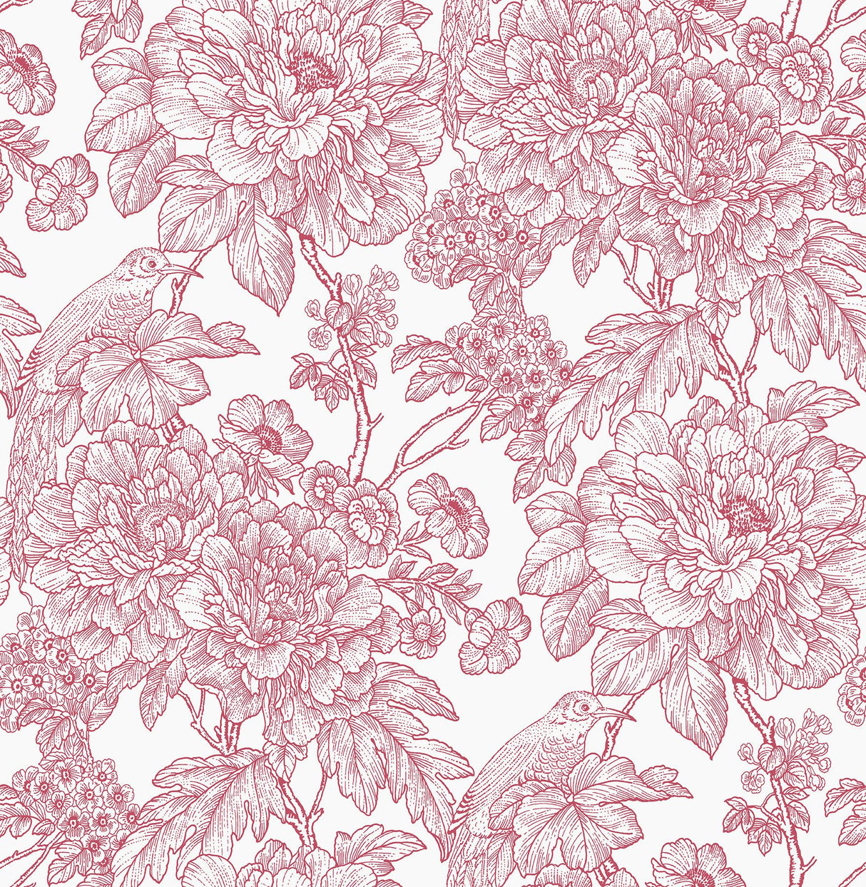 A-Street Prints Birds of Paraside Breeze Floral Red Wallpaper