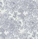 A-Street Prints Birds of Paraside Breeze Floral Blue Wallpaper