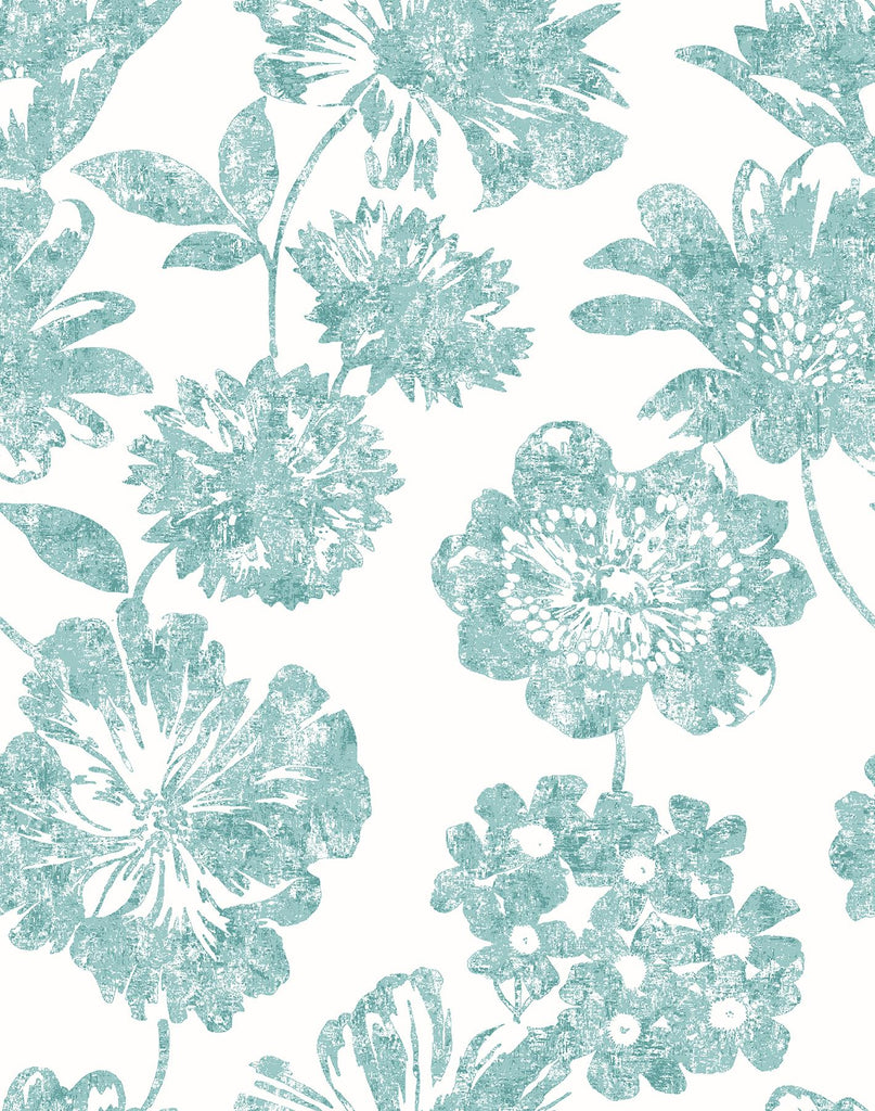 A-Street Prints Folia Floral Aqua Wallpaper