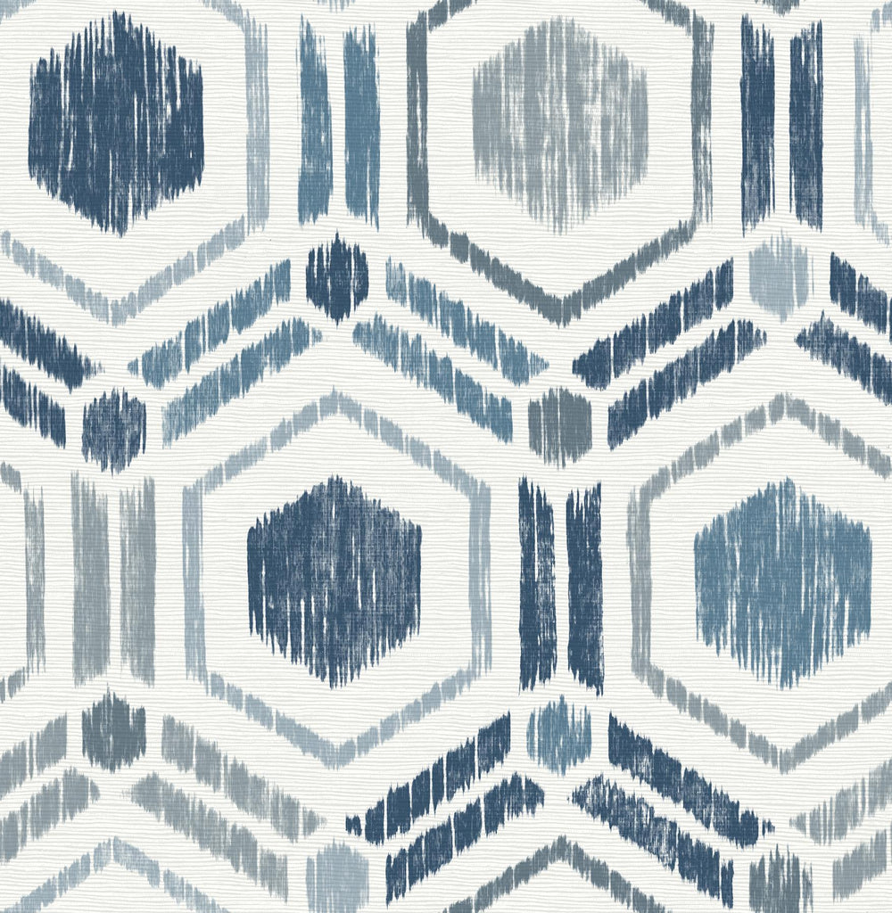 A-Street Prints Borneo Blue Geometric Grasscloth Wallpaper