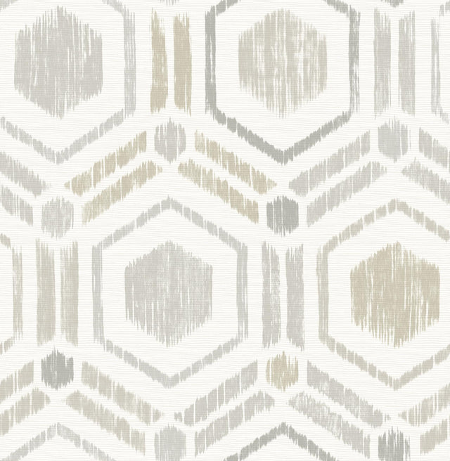 A-Street Prints Borneo Light Grey Geometric Grasscloth Wallpaper