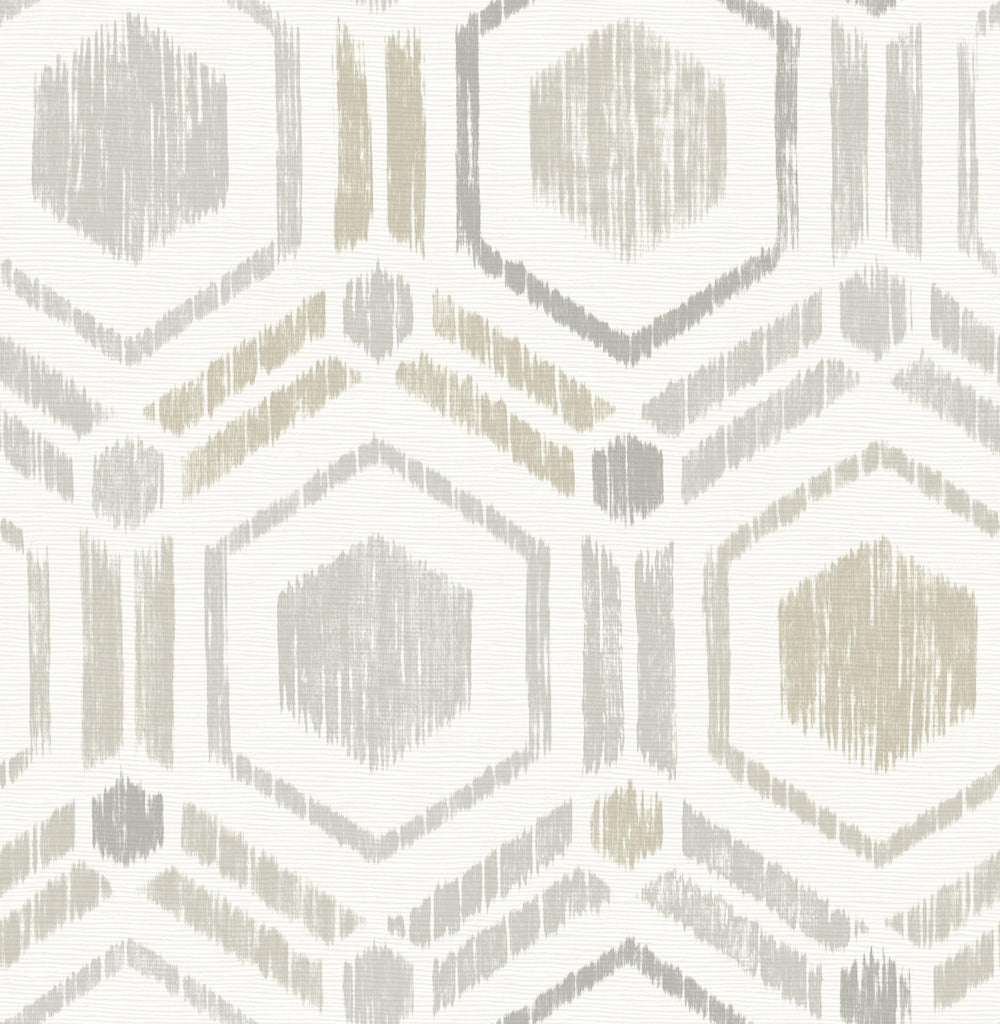 A-Street Prints Borneo Light Grey Geometric Grasscloth Wallpaper