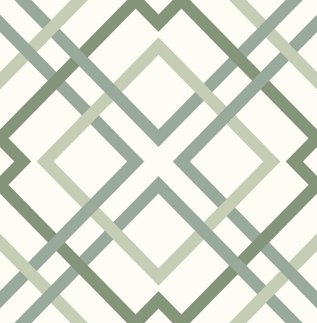 A-Street Prints Saltire Emile Green Lattice Wallpaper