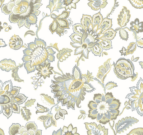 A-Street Prints Corona Mustard Jacobean Wallpaper